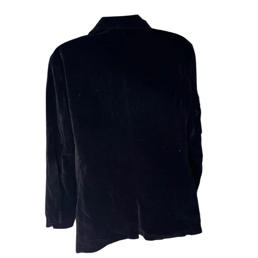 Y2K Machine Velvet Blazer Relaxed Fit 2-Button Front Notched Lapel Black XL